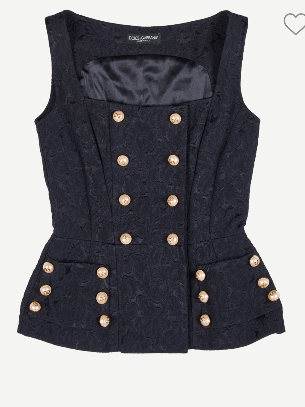 Dolce & Gabbana Navy Jacquard Double-Breasted Button Vest